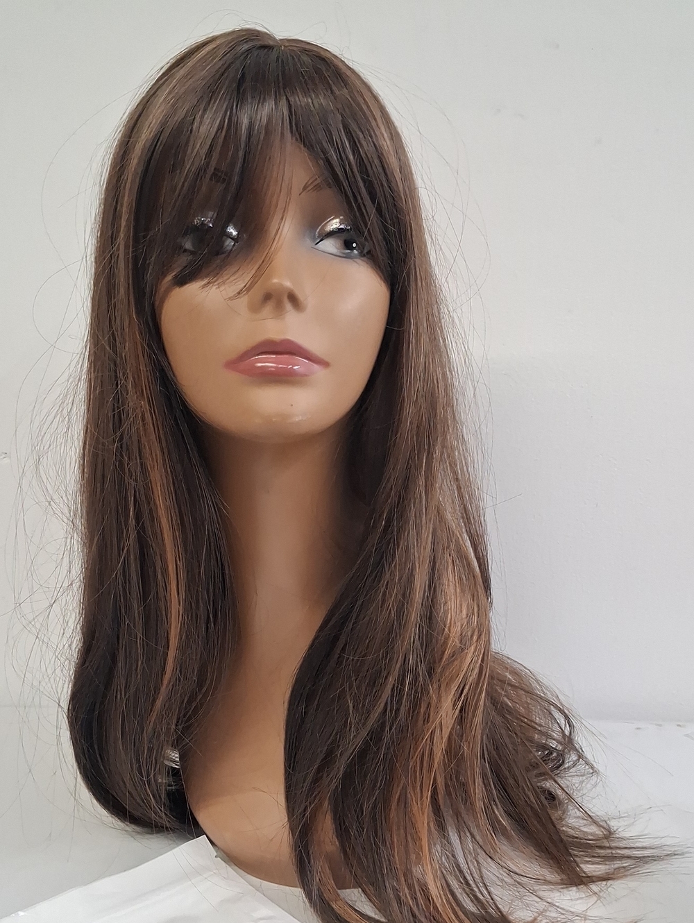 NWT Long Layered Wig with Bangs - Chestnut Brown